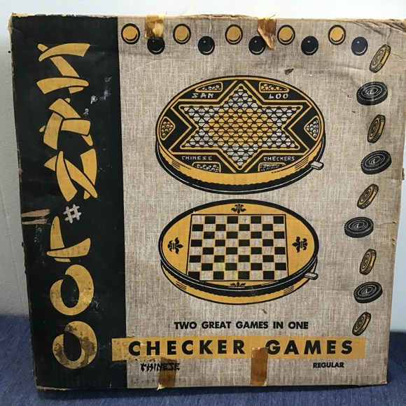 Vintage 1953 Tin Metal Lithograph San Loo Chinese Checkers Original Box & Pieces - Picture 1 of 3